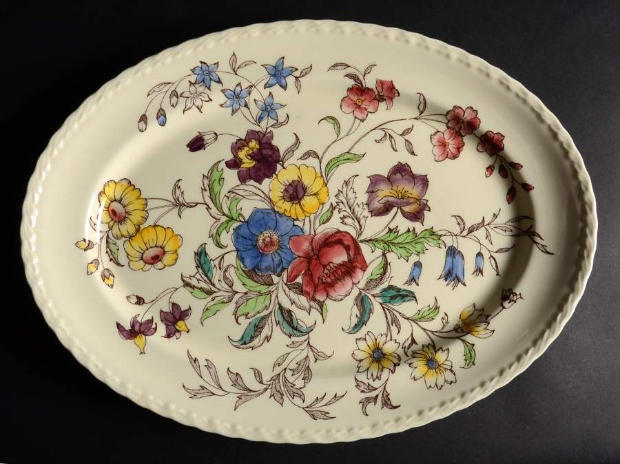 May Flower 15" Oval Serving Platter by Metlox - Poppytrail - Vernon-1