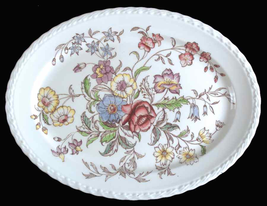 May Flower 13" Oval Serving Platter by Metlox - Poppytrail - Vernon-1