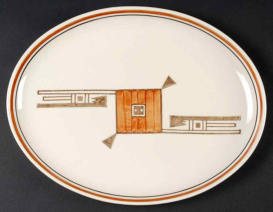 Mesa 13" Oval Serving Platter by Metlox - Poppytrail - Vernon-1