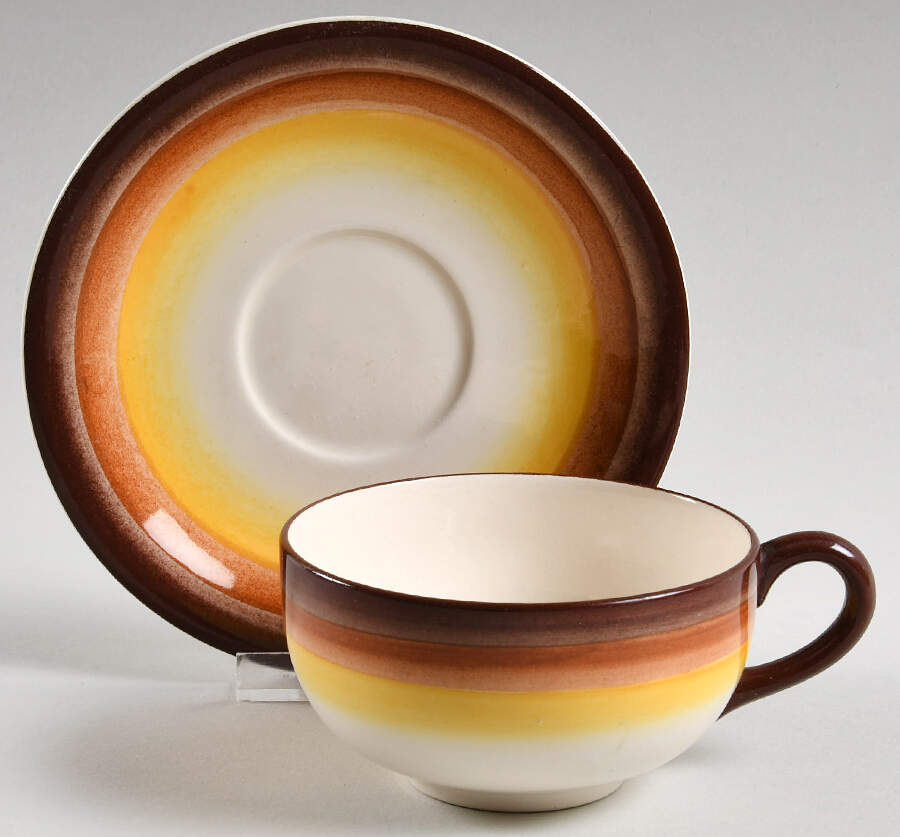 Mexicana Flat Cup & Saucer Set by Metlox - Poppytrail - Vernon-1