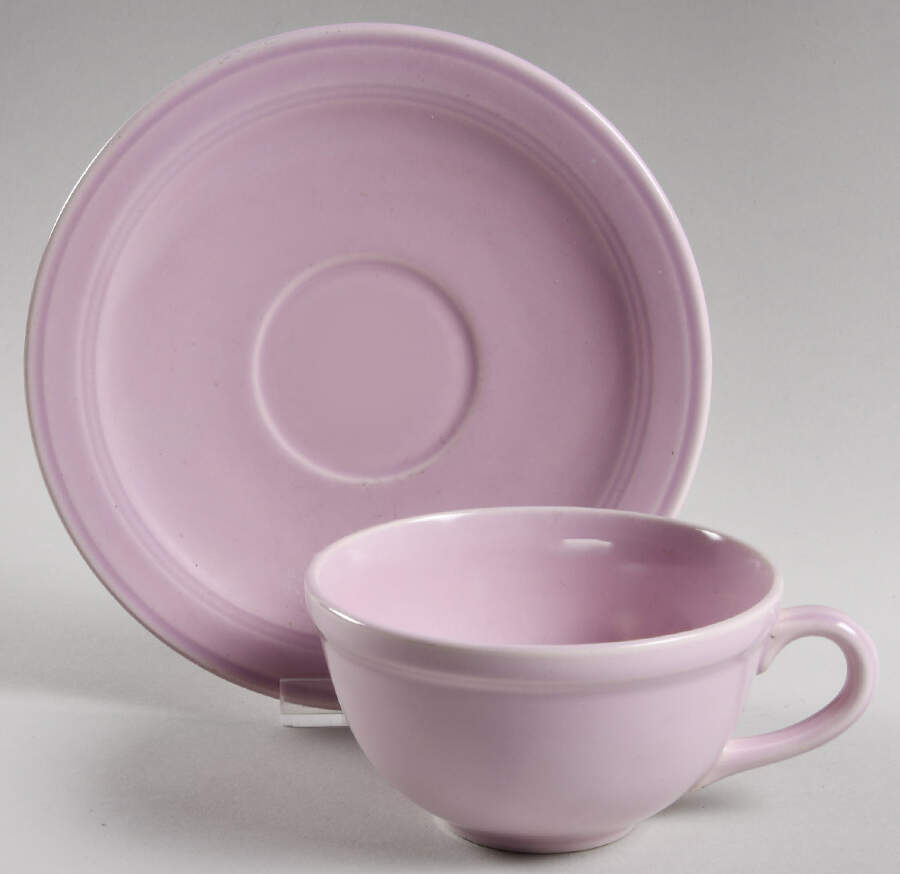 Modern California Orchid Lavender Flat Cup & Saucer Set by Metlox - Poppytrail - Vernon-1