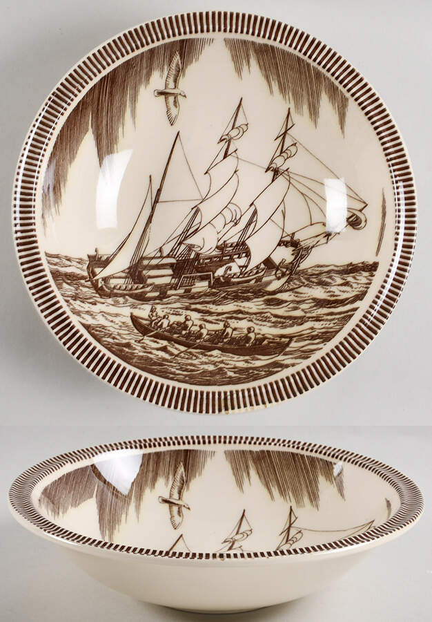 Moby Dick Brown 9" Round Vegetable Bowl by Metlox - Poppytrail - Vernon-1