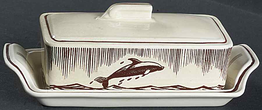 Moby Dick Brown 1/4 Lb Covered Butter by Metlox - Poppytrail - Vernon-1