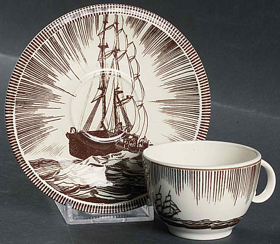 Moby Dick Brown Flat Demitasse Cup & Saucer Set by Metlox - Poppytrail - Vernon-1