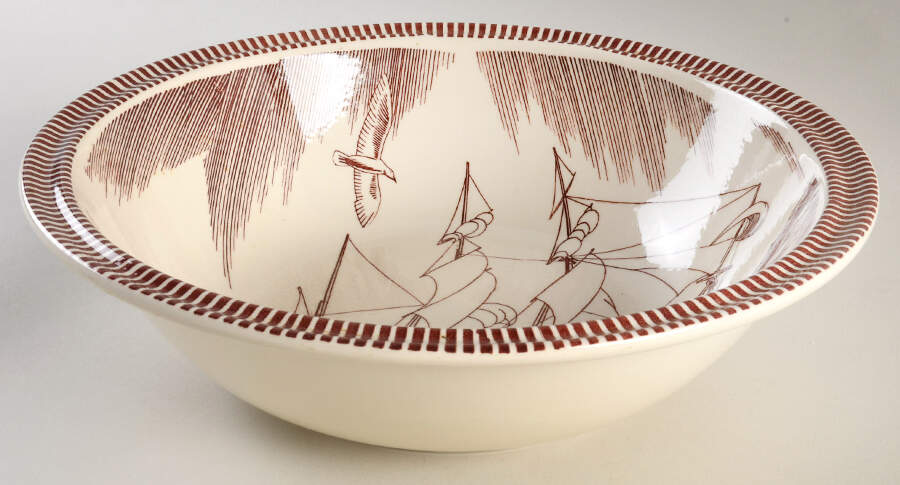 Moby Dick Maroon 11" Large Salad Serving Bowl by Metlox - Poppytrail - Vernon-1