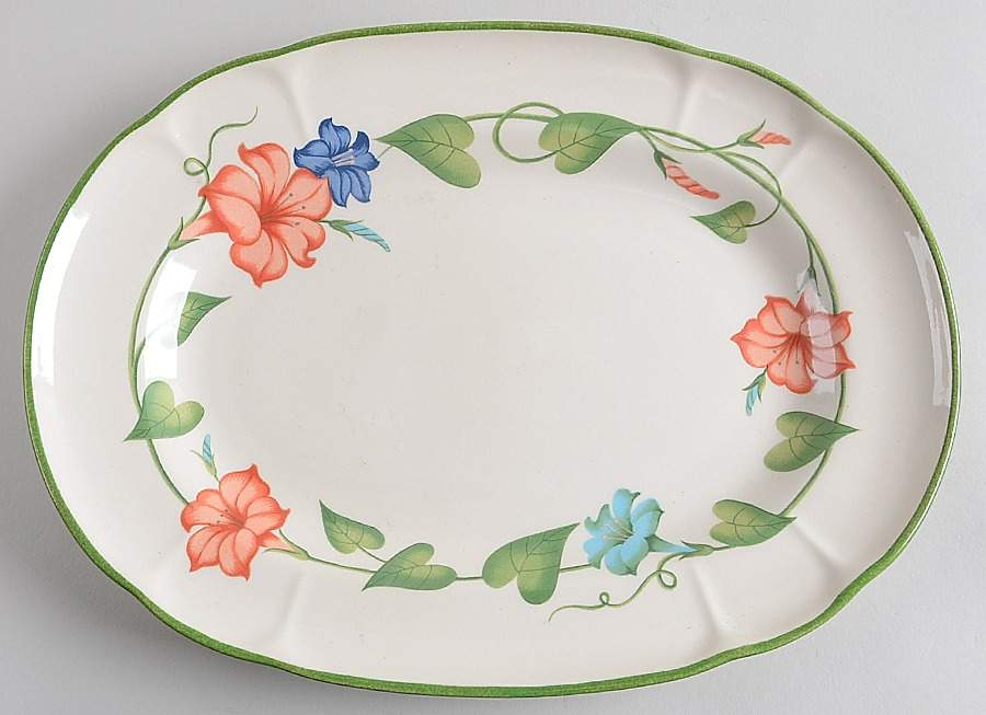 Morning Glory 13" Oval Serving Platter by Metlox - Poppytrail - Vernon-1