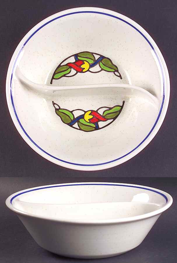 Moulin (Formerly Known As Moulin Rouge) Round Divided Vegetable Bowl by Metlox - Poppytrail - Vernon-1