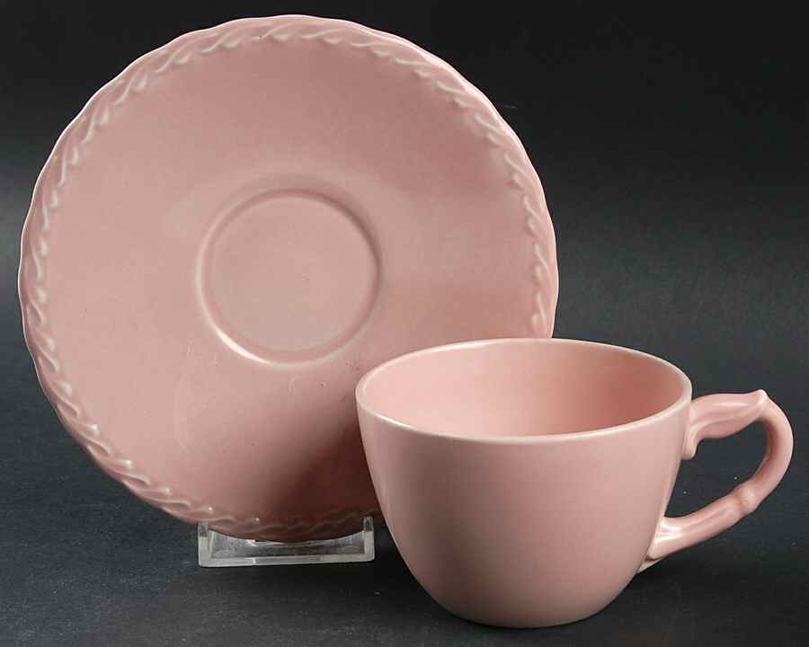 Native California Pink Flat Cup & Saucer Set by Metlox - Poppytrail - Vernon-1