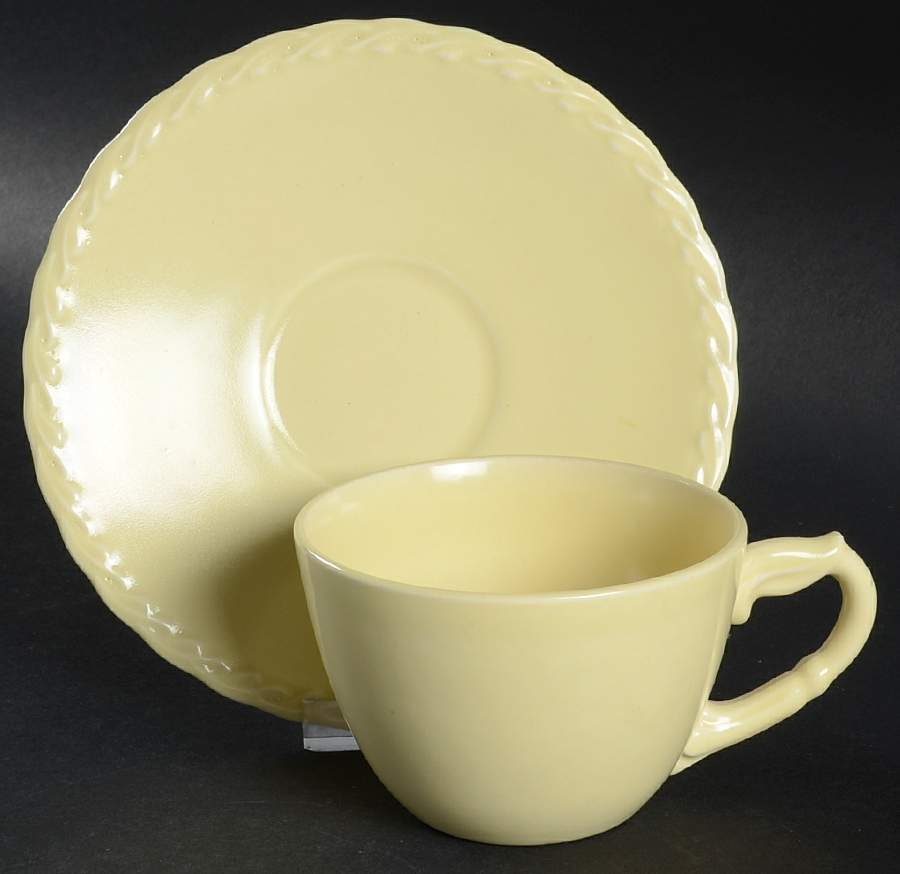 Native California Yellow Flat Cup & Saucer Set by Metlox - Poppytrail - Vernon-1