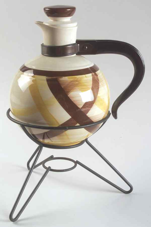 Organdie Carafe with Lid, Warmer Stand & Burner by Metlox - Poppytrail - Vernon-1