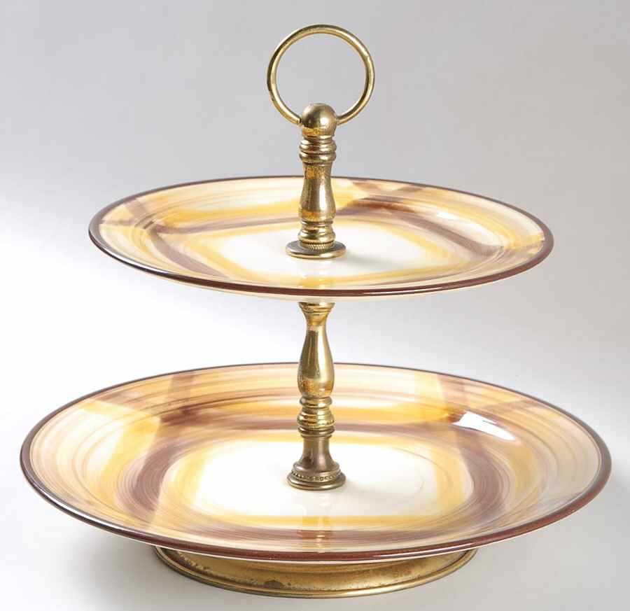 Organdie 2 Tiered Serving Tray (Dinner & Salad Plate) by Metlox - Poppytrail - Vernon-1