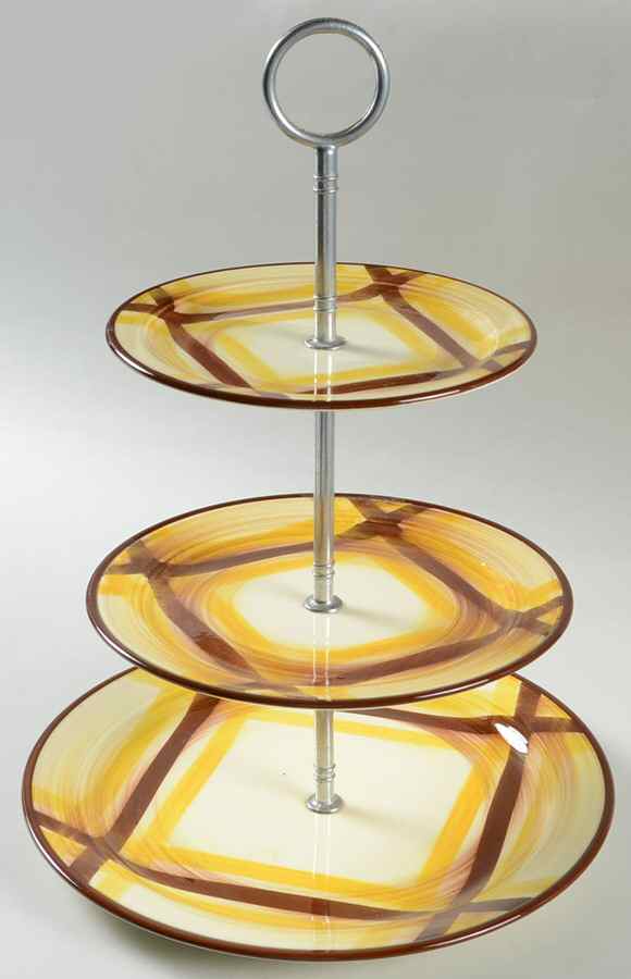 Organdie 3-Tiered Serving Tray (DP, SP, BB) by Metlox - Poppytrail - Vernon-1