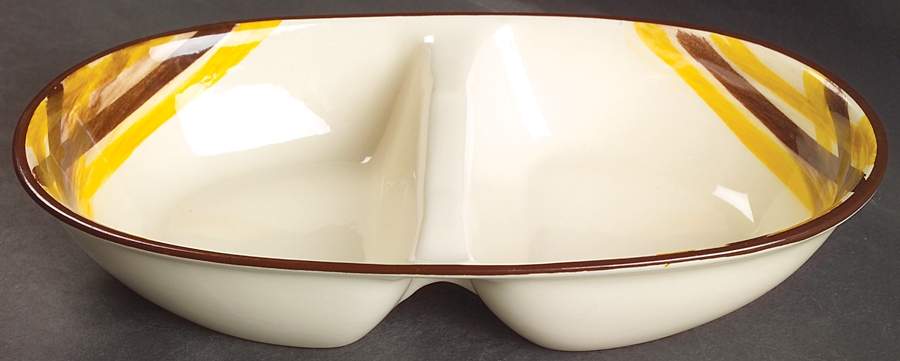 Organdie 11" Oval Divided Vegetable Bowl by Metlox - Poppytrail - Vernon-1