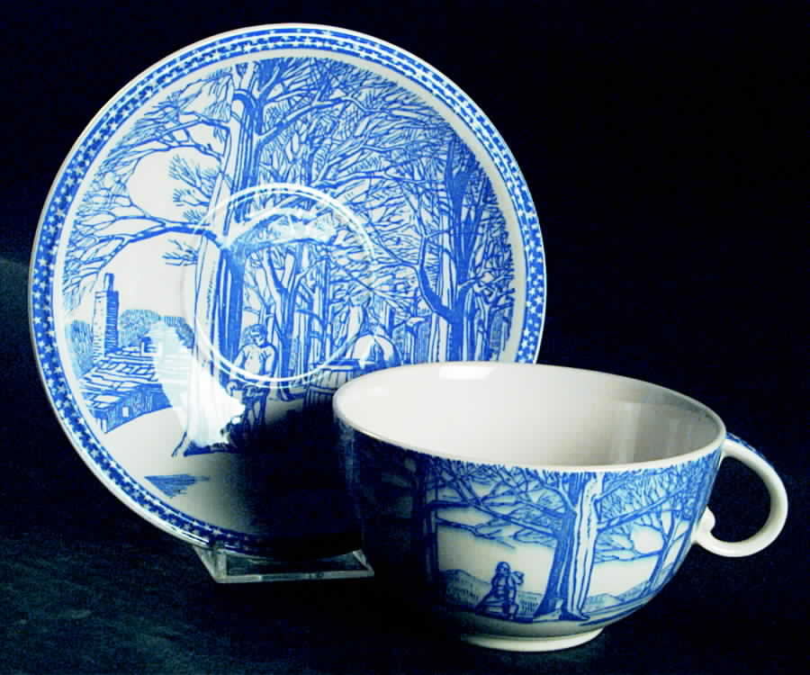 Our America Blue Jumbo Cup & Saucer Set by Metlox - Poppytrail - Vernon-1