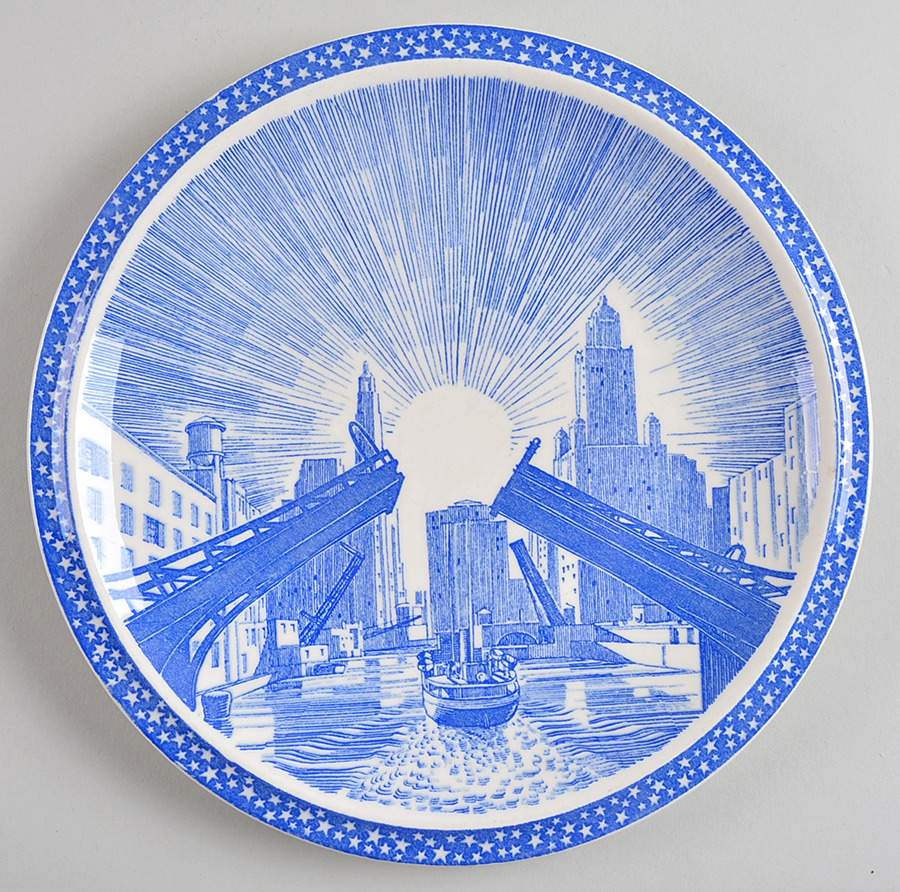 Our America Blue Large Luncheon Plate by Metlox - Poppytrail - Vernon-1