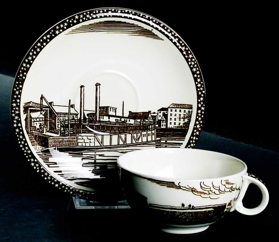 Our America Brown Flat Cup & Saucer Set by Metlox - Poppytrail - Vernon-1