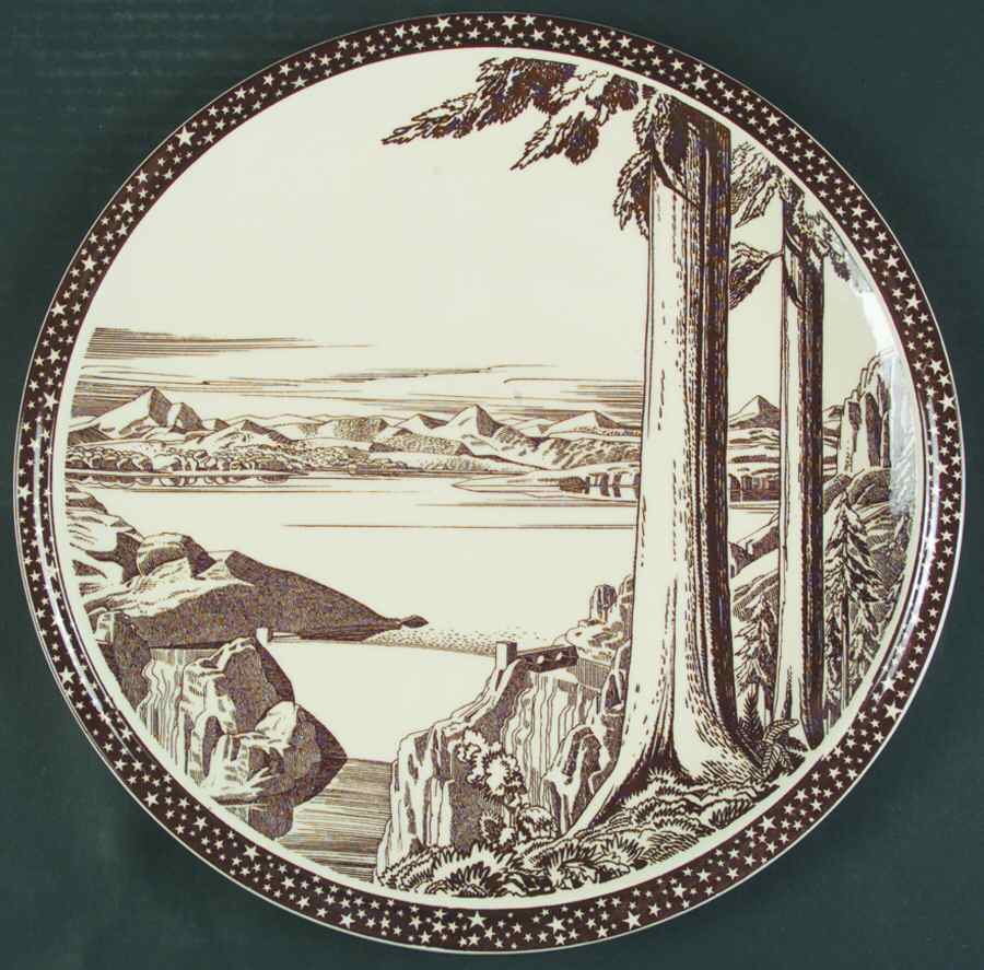 Our America Brown 13" Chop Plate (Round Platter) by Metlox - Poppytrail - Vernon-1