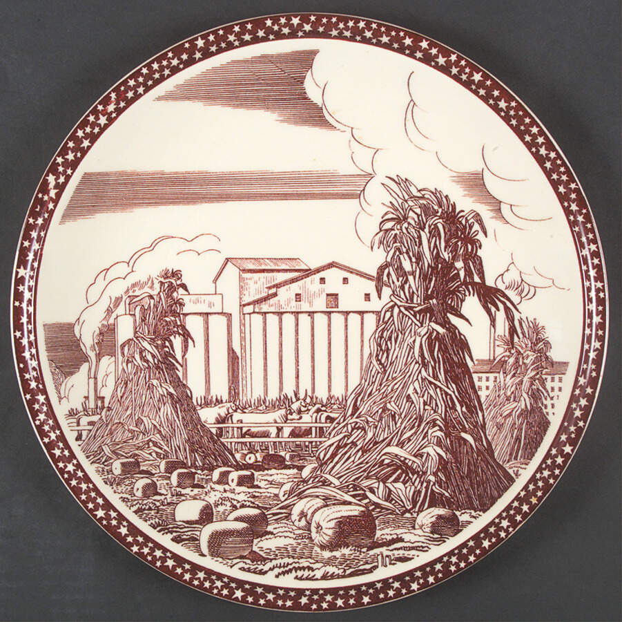 Our America Maroon 12" Chop Plate (Round Platter) by Metlox - Poppytrail - Vernon-1