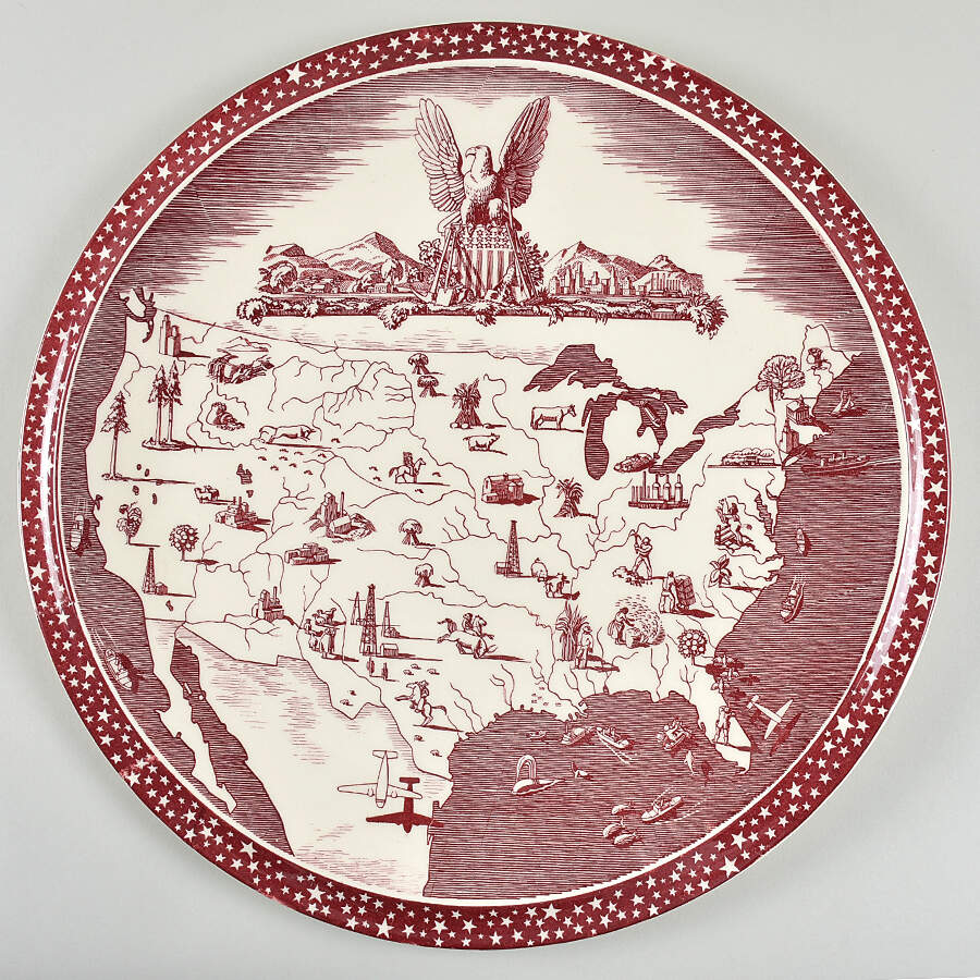 Our America Maroon 17" Chop Plate (Round Platter) by Metlox - Poppytrail - Vernon-1