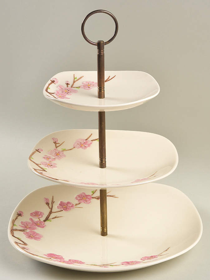 Peach Blossom 3-Tiered Serving Tray (Dp, Sp, Bb) by Metlox - Poppytrail - Vernon-1