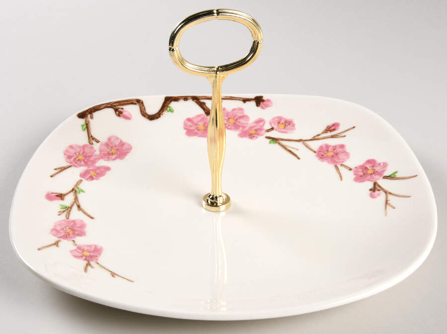 Peach Blossom Round Serving Plate with Center Handle (Dp) Hc by Metlox - Poppytrail - Vernon-1