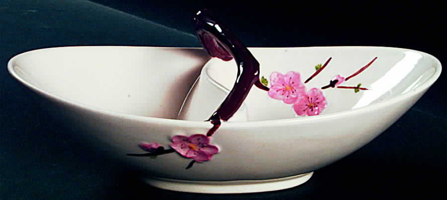 Peach Blossom 10" Oval Divided Vegetable Bowl by Metlox - Poppytrail - Vernon-1