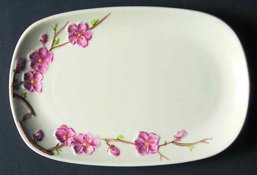 Peach Blossom 9" Oval Serving Platter by Metlox - Poppytrail - Vernon-1