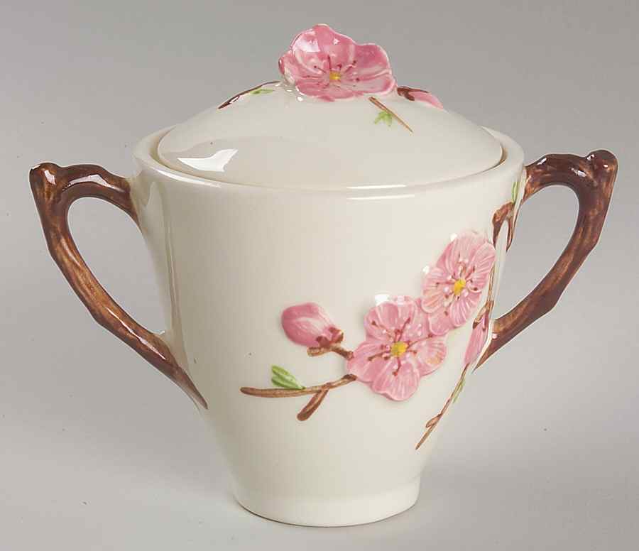 Peach Blossom Sugar Bowl & Lid by Metlox - Poppytrail - Vernon-1