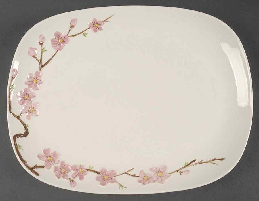 Peach Blossom 13" Oval Serving Platter by Metlox - Poppytrail - Vernon-1