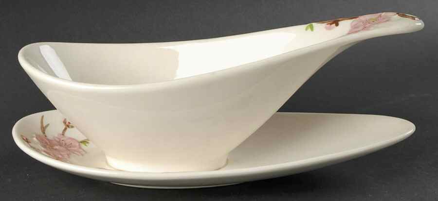 Peach Blossom Gravy Boat with Attached Underplate by Metlox - Poppytrail - Vernon-1