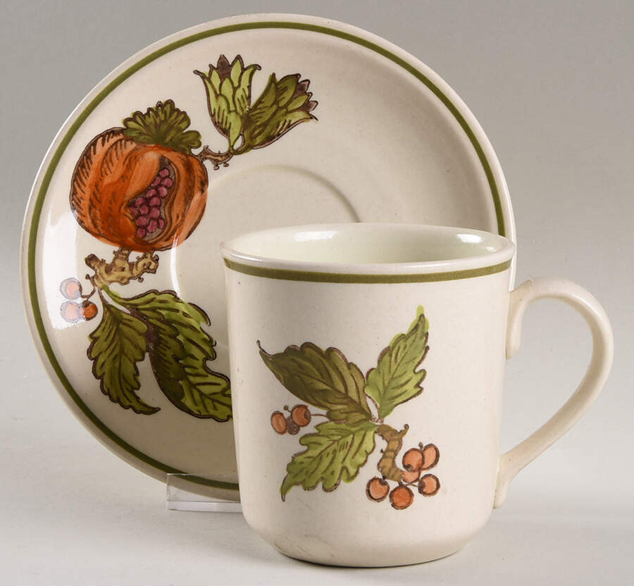 Pomegranite Flat Cup & Saucer Set by Metlox - Poppytrail - Vernon-1