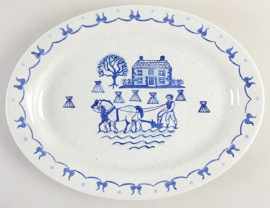 Provincial Blue 13" Oval Serving Platter by Metlox - Poppytrail - Vernon-1