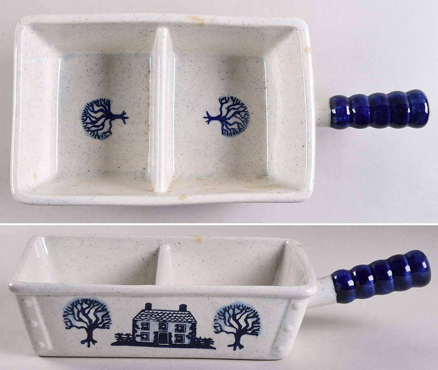 Provincial Blue Rectangular Divided Vegetable Bowl by Metlox - Poppytrail - Vernon-1