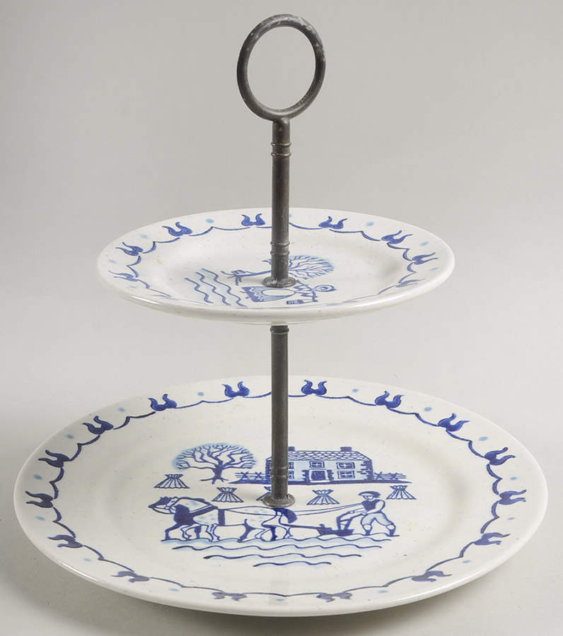 Provincial Blue 2 Tiered Serving Tray (Dinner&Bread/Butter Plate) by Metlox - Poppytrail - Vernon-1