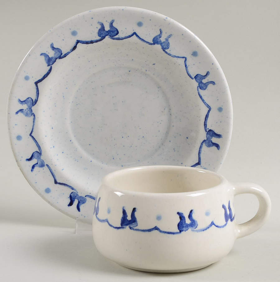 Provincial Blue Flat Cup & Saucer Set by Metlox - Poppytrail - Vernon-1