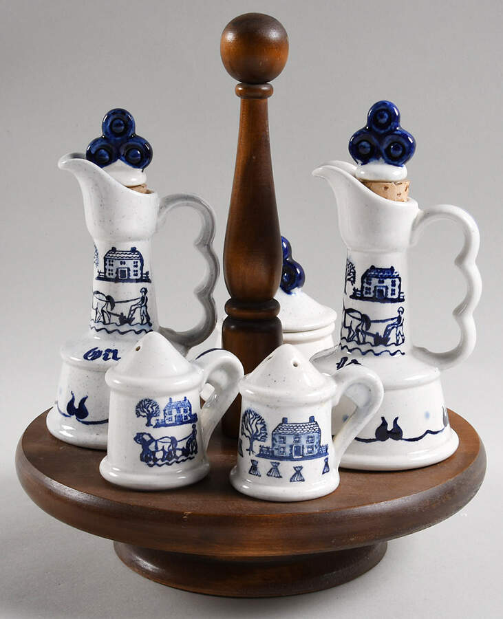Provincial Blue Condiment Set by Metlox - Poppytrail - Vernon-1