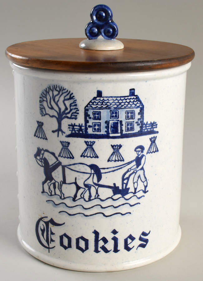 Provincial Blue Cookie Jar & Lid by Metlox - Poppytrail - Vernon-1