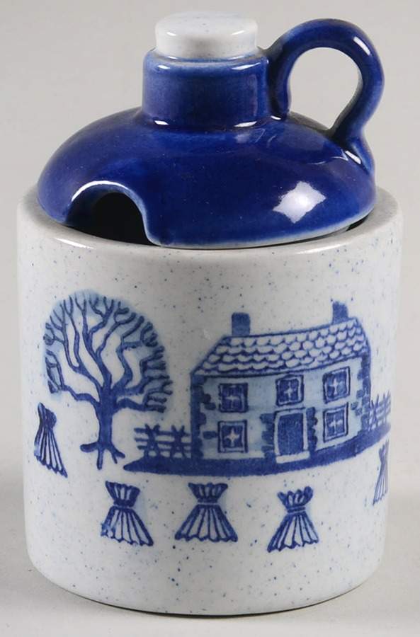 Provincial Blue Jam/Mustard & Lid by Metlox - Poppytrail - Vernon-1