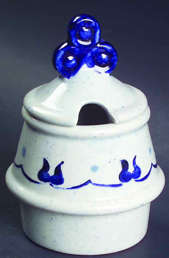 Provincial Blue Mustard with Lid Condiment Set by Metlox - Poppytrail - Vernon-1