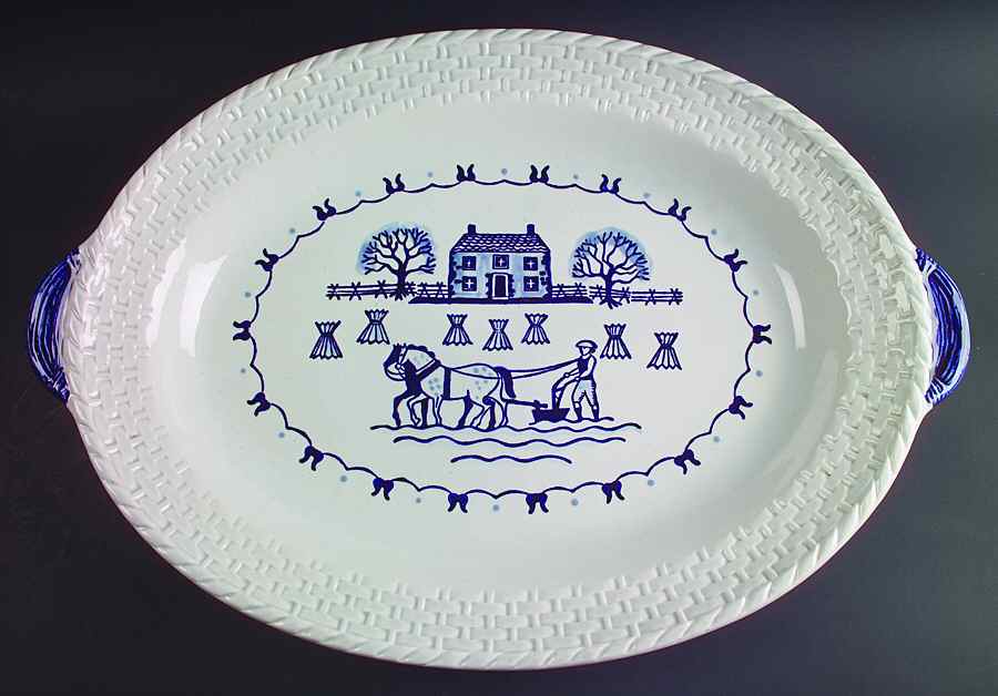 Provincial Blue 22" Oval Serving Platter by Metlox - Poppytrail - Vernon-1