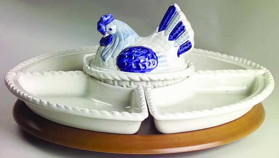 Provincial Blue 7-Piece Lazy Susan with Stand by Metlox - Poppytrail - Vernon-1