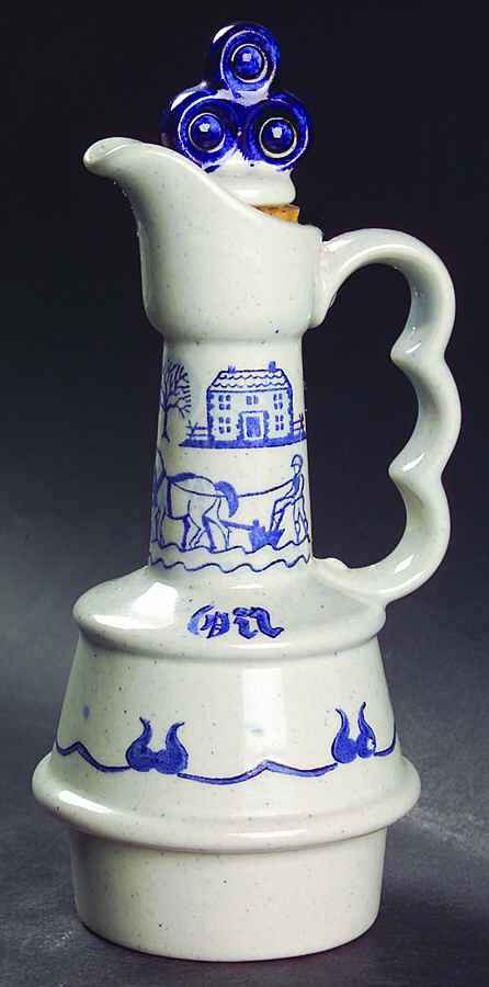Provincial Blue Oil Cruet and Stopper by Metlox - Poppytrail - Vernon-1