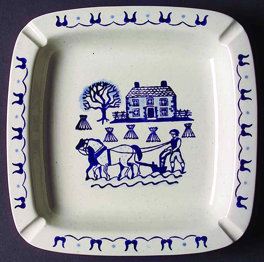 Provincial Blue 10" Square Ashtray by Metlox - Poppytrail - Vernon-1