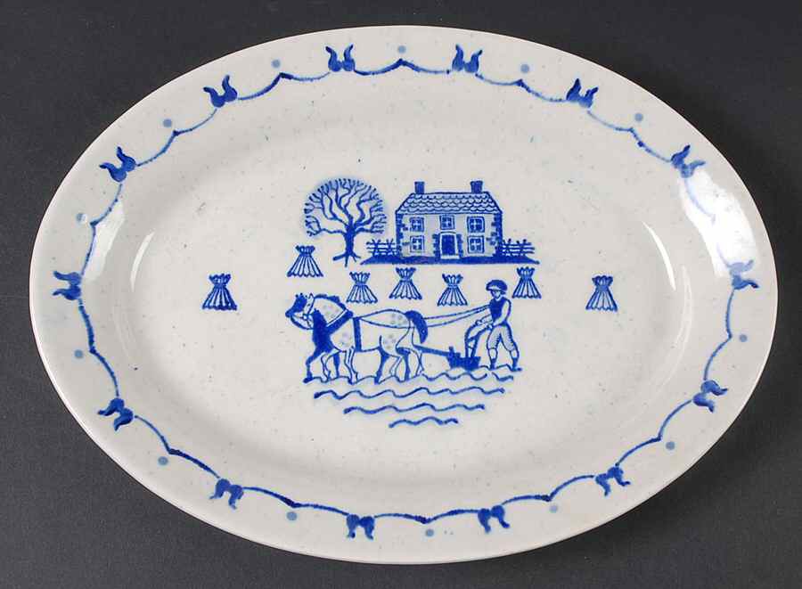 Provincial Blue 11" Oval Serving Platter by Metlox - Poppytrail - Vernon-1