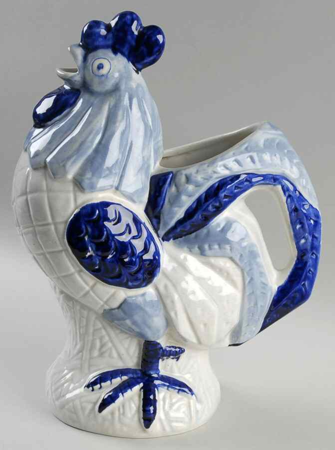 Provincial Blue Rooster Pitcher by Metlox - Poppytrail - Vernon-1