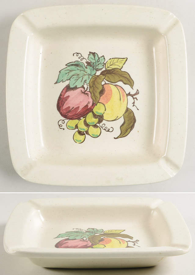 Provincial Fruit Green 8" Round Ashtray by Metlox - Poppytrail - Vernon-1