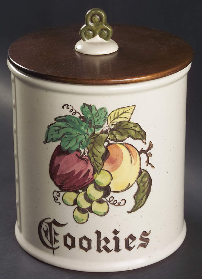 Provincial Fruit Green Cookie Jar & Lid by Metlox - Poppytrail - Vernon-1