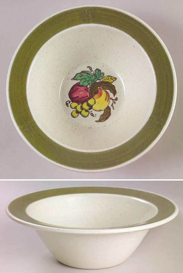 Provincial Fruit Green Rim Cereal Bowl by Metlox - Poppytrail - Vernon-1