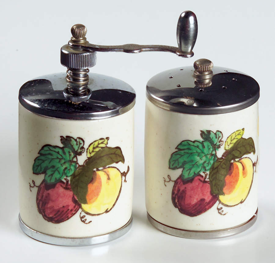 Provincial Fruit Green Salt Mill & Pepper Mill Set by Metlox - Poppytrail - Vernon-1