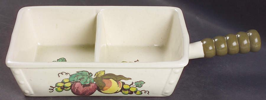 Provincial Fruit Green Rectangular Divided Vegetable Bowl by Metlox - Poppytrail - Vernon-1